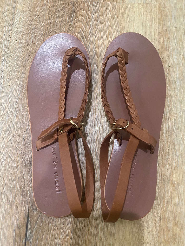 Jenni Kayne Brown Braided Leather Mila Sandal-Size 8
